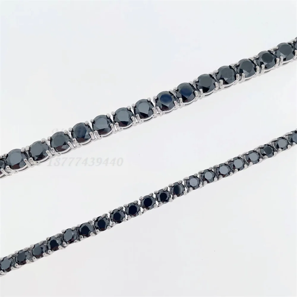 Оптовая Продажа Черный CZ Ожерелье для тенниса со льдом из кубического циркония Алмазная нержавеющая сталь теннис цепи Цена по прейскуранту завода-изготовителя