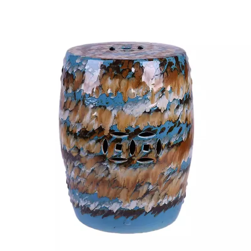 Jingdezhen High Temperature Kiln Change Antique Chinese Porcelain Outdoor Garden Stools Ceramic Drum Stools