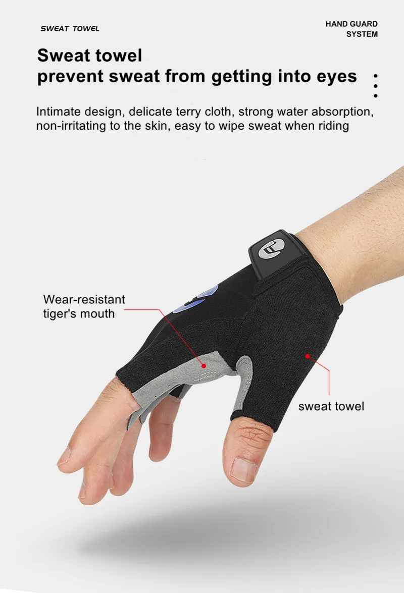 Summer outdoor half finger bike riding gloves sports fitness men women breathable non-slip short finger bicycle cycling gloves