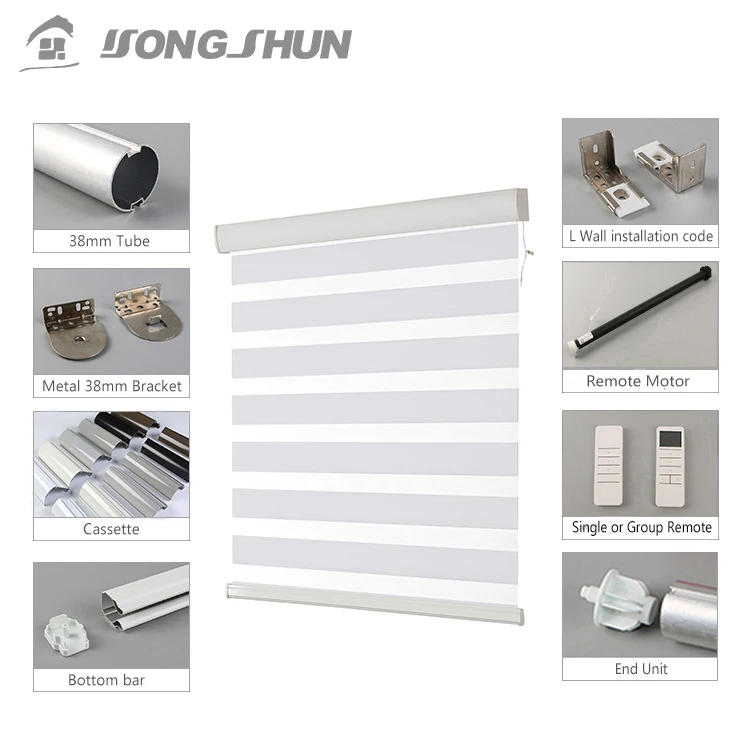 App Smart Alexa Automatic Dual Motorized Roller Blind Zigbee Wifi Blinds Motorized automatic Zebra shades