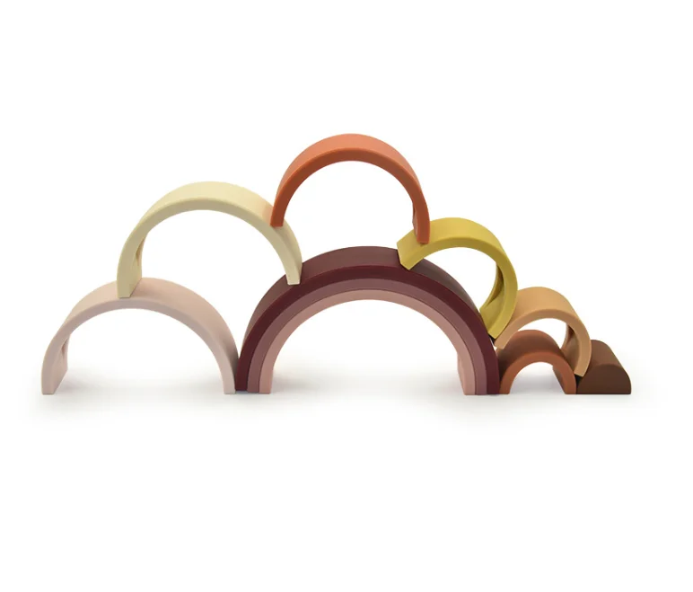 Montessori Silicone Rainbow Nesting Puzzle,Silicone Rainbow Stacker Set
