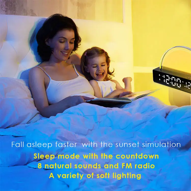 Wake Up Multi-function Alarm Clock ABS Digital Alarm Clock with Usb Charging Port Sunrise Wake Up Light