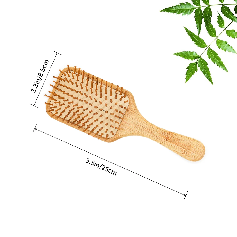 Natural Bamboo Comb Professional Hair Brushes Detangling Brush Scalp Massage Customized High Quality Wood Paddle Hair Brush
