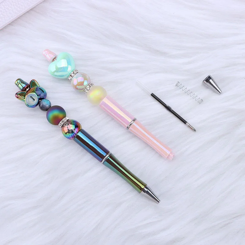 New Arrival Diy Creative Cartoon UV Colors Beaded Pens Visible Plastic Multi Color Pen Beadable Pen