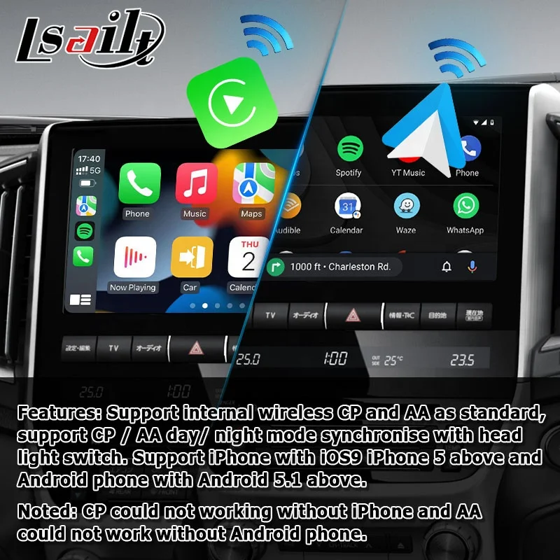 Android wireless CP AA box for Toyota Land Cruiser LC200 VXR navigation box 2014-2021 video interface by Lsailt