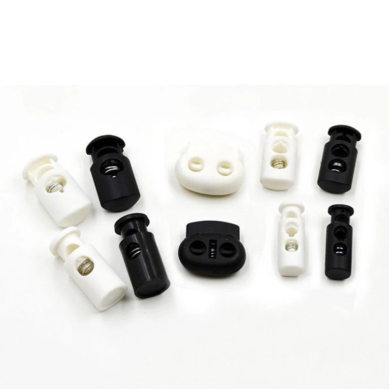 
Cord Lock Plastic Stopper Cord End Toggle Clip Buckle Black&White Paracord Shoelace Sportswear Rain Clothing Rope Parts 