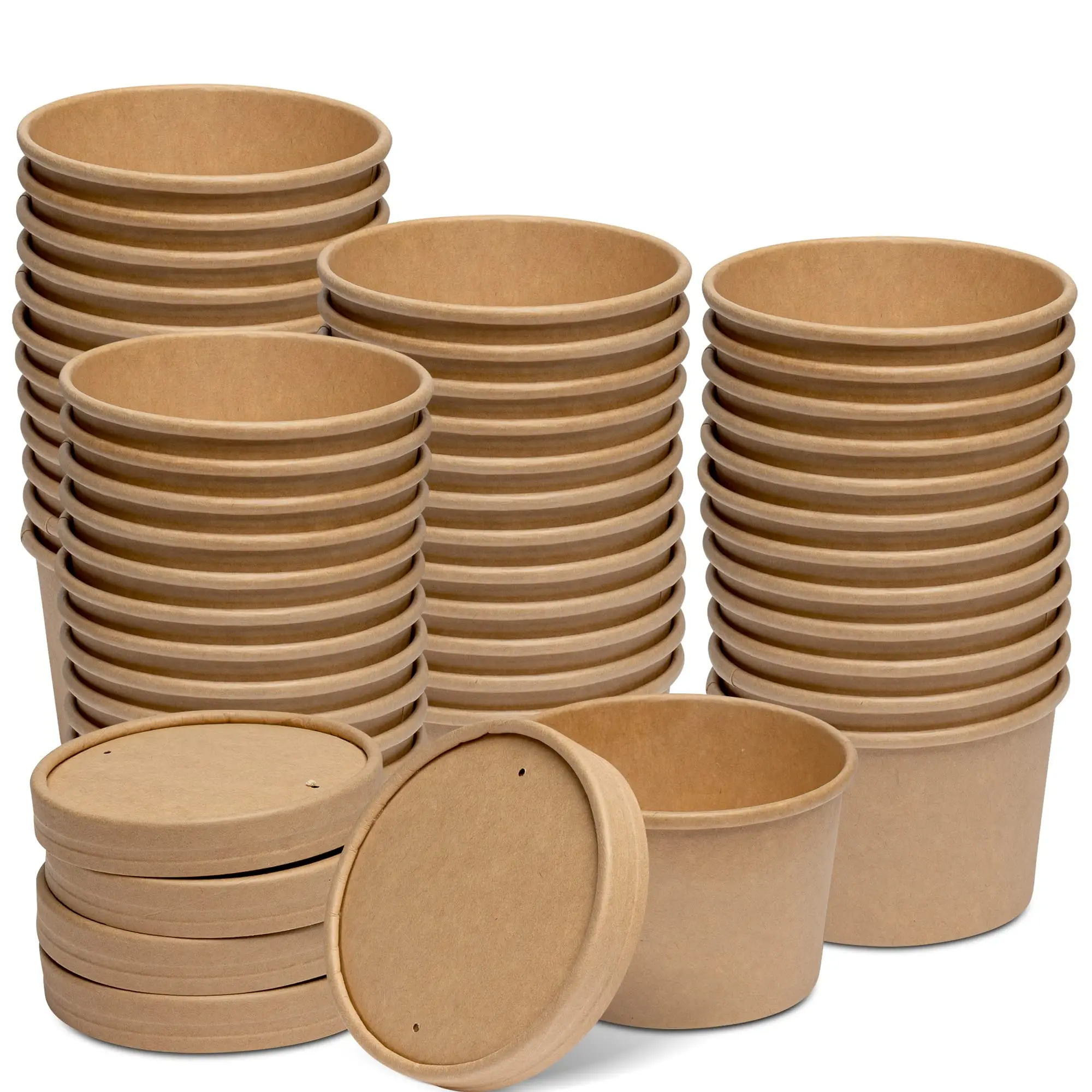 OEM&ODM&OBM Soup Bowl Soup Cup Ice Cream Containers 8oz Soup Cup Kraft Paper Craft Paper Packing Food Single Wall Paper Cups