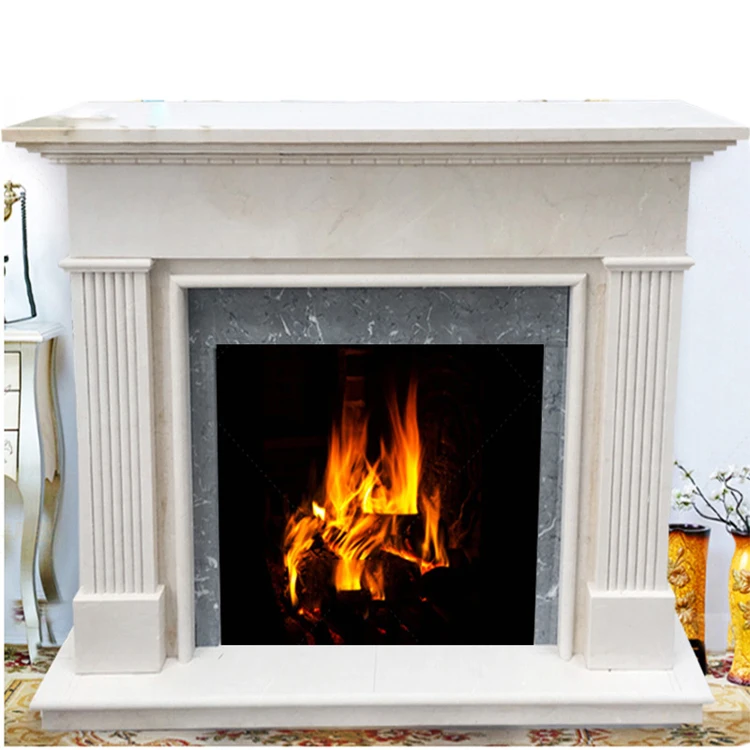 
Western Style Mixed Color Marble Fireplace Surround  (62223425075)