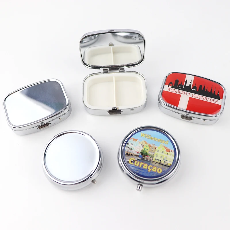 Wholesale Custom Epoxy 3 Compartments Mini Metal Waterproof Medical Pill Box
