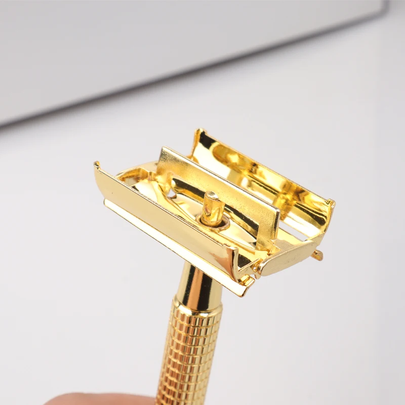 Gold color Butterfly Opening Safety Razor Twist to Open Razor Head Shaving Razor