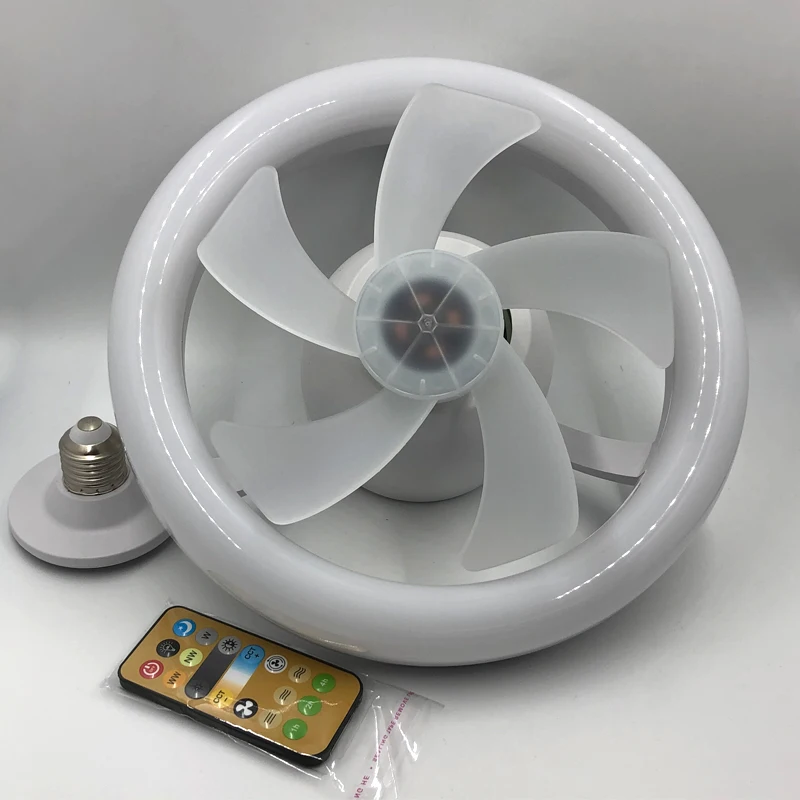 Indoor Heat Home Living Room Bathroom Socket E27 Bulb Smart Dimmable Led Ceiling Light with Fan and Remote Control
