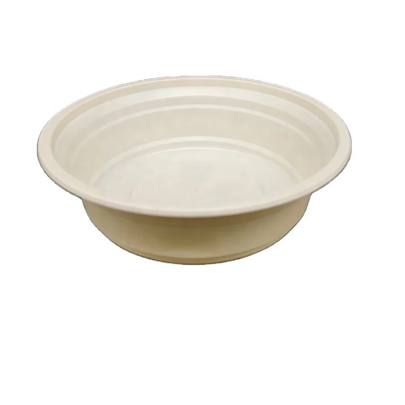 Bio-Based 7 inch Flat Bow Lid Eco-Friendly Corn Starch Takeway Bento Vegetable Salad Bowls Container Disposable Food Bows