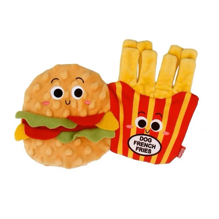 Amaz High Quality Squeaky Hamburgers French fries Hot Dogs Dog Toys Dog Plush Toys Grinding Teeth Pet Toys