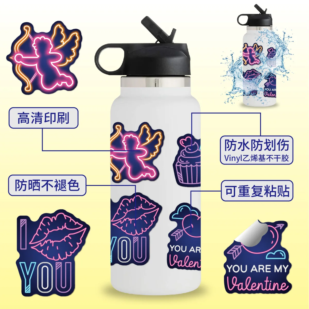 Neon sticker Graffiti motorcycle helmets bumper decor luggage sticker waterproof cute light color pattern vinyl stickers