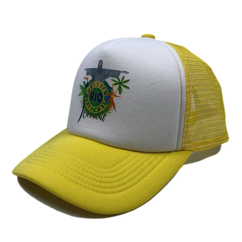 OEM Custom Logo Heat Transfer 5 Panel Foam Mesh Baseball Cap Fashionable Adult Truck Driver Hat with Heat Transfer