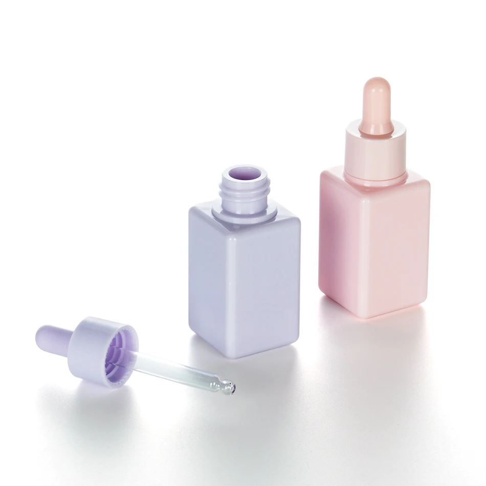 Square Plastic Pet Petg Thick Wall Press Dropper Bottle For Skin care Serum Hair Oil Bottles 30ml