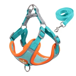 Free Sample Breathable Mesh Nylon Security Pattern Strap Best Pet Dog Harness With Collar Leash Dog Harness Collar Set