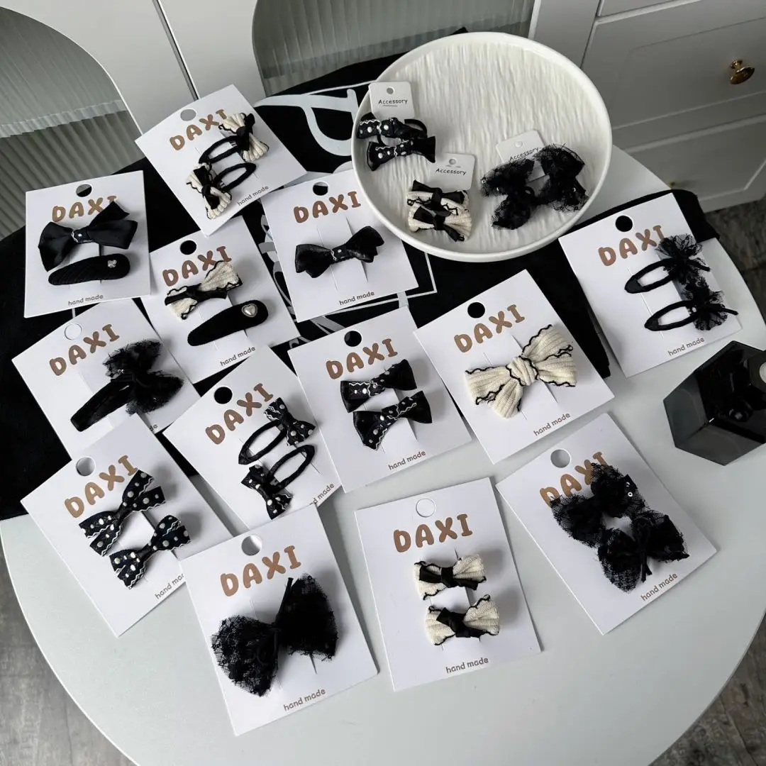 New Kids Lovely Bow Hairpin Pearl Mesh Bowknot Deep Color Duck Bill Clips Organza Glitter Butterfly Hair Clip Simple Accessories