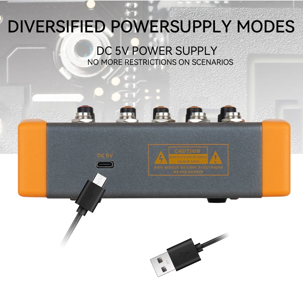 Portable 8-channel line mixer low-noise stereo mono switching mini guitar bass keyboard mic audio dj controller