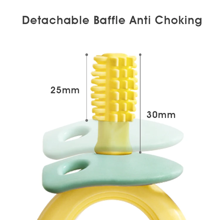 BPA Free Infant Prevent Swallowing Toddler Safety Chewing Grip Baby Gum Care Silicone Toothbrush Teether