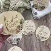 Custom Newborn Hello World Wooden Baby Monthly Milestone discs Wood Sign Cards Discs Shower Souvenir Gift Baby Milestone Cards