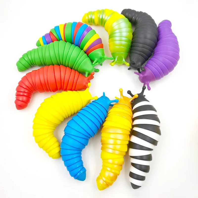 2022 New Sensory Twist Plastic Finger 3d Decompression Toy Articulated Fidget Slug Toy for Kids