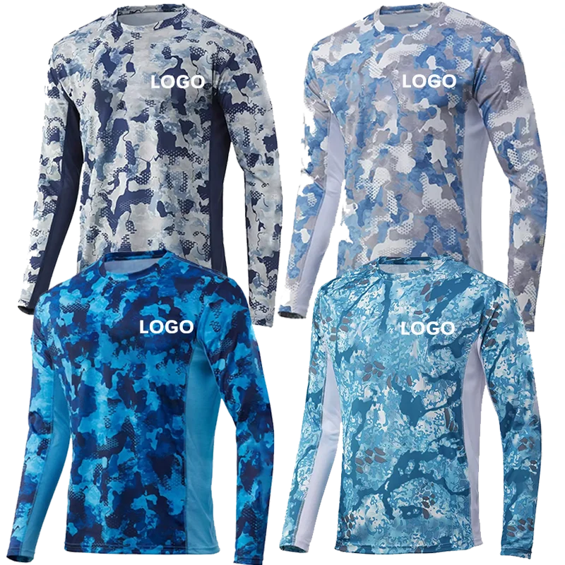 Custom HUK UPF 50 Mens Long Sleeve Full Sublimation Printed Performance Fishing T Shirts