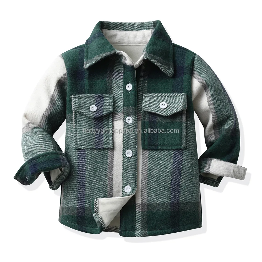 1Pcs Private Label Autumn Boy Spring Jacket Infant Toddler Girls Clothing Cotton Plaid Boys Kids Children Coat