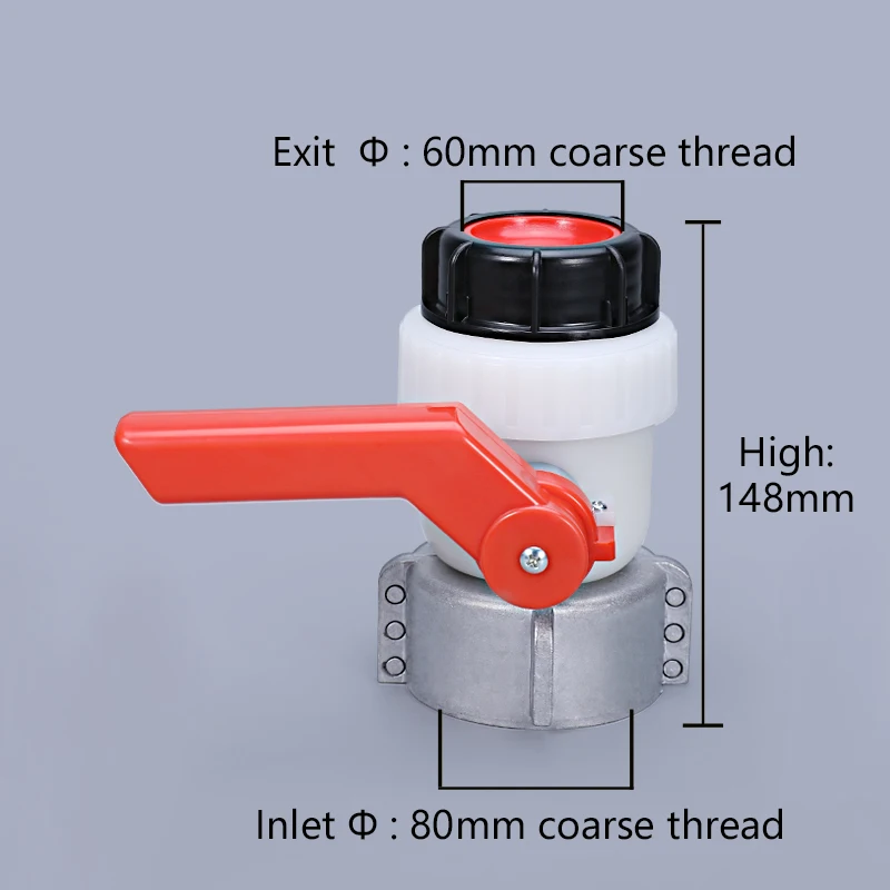 DN60 80mm Ball Valve For IBC Tank Acid And Alkali Resistant Plastic Water Container Valve Fitting