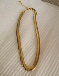 Hot selling 8mm Bold Thick Snake Chain Choker Herringbone Chain 18k Gold Plated Flat Snake Chain necklace women daily Party wear