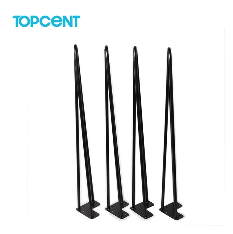 Topcent Hardware 28 Inch Solid Steel Metal Hairpin Legs 3 Rods Support Hairpin Legs