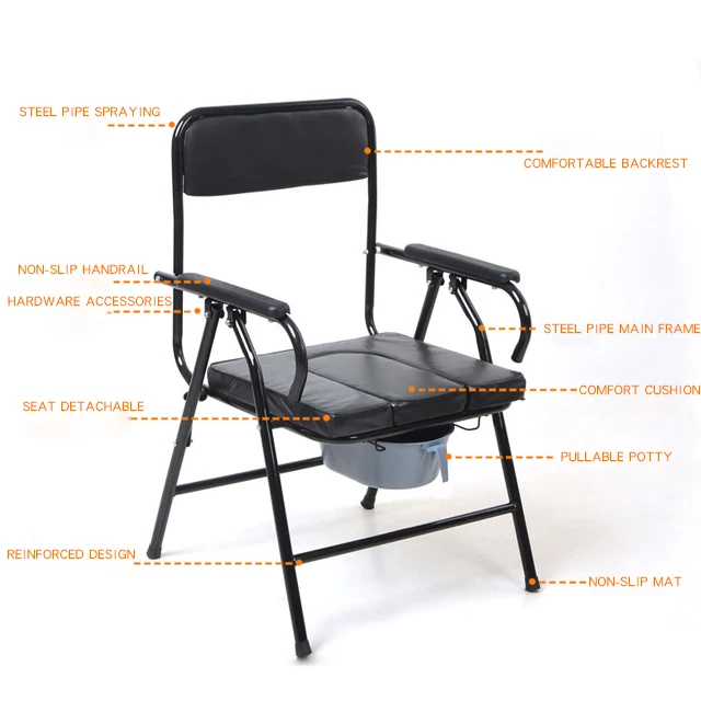 MT MEDICAL Hot Sale Hospital Folding Potty Chair for Elderly