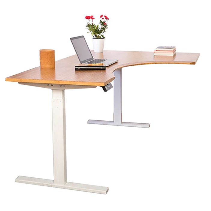 Standing and siting Bamboo Desk Electric  Height Adjustable Frame Leg Bamboo Office Desk factory green desk