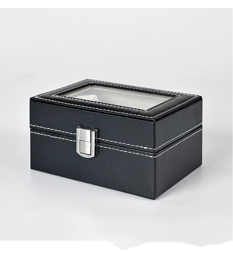 Wholesale spot PU leather Watch Box Luxury Black Gift Packaging  Square Watch Box 3 slots