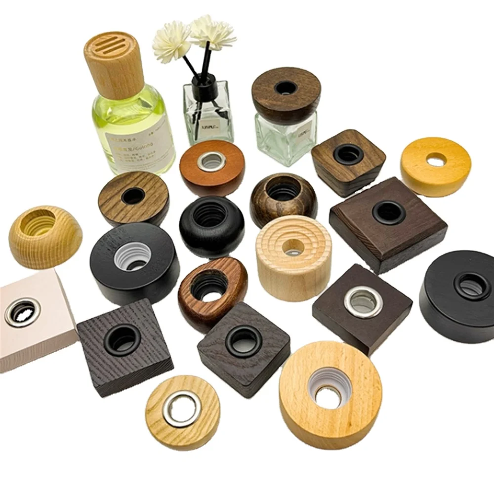Source Manufacturers Wholesale Wooden Perfume Lid Essential Oil Cover Spray Cover Beech Walnut Glass Bottle Lid
