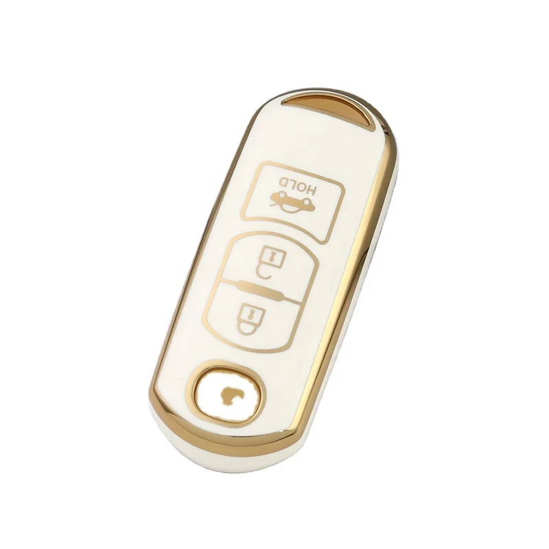 Gold Edge TPU car key cover fit for Mazda 3-Button Key Housing for CX3 CX5 CX7 CX9 MX5 Shell Protector key fob case holder