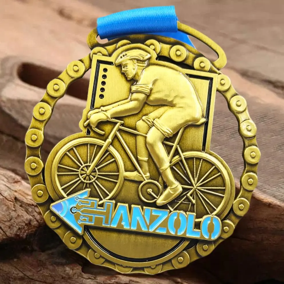 Customized Kids Cycling Bike Challenge Medals And Trophies Virtual Sport 3D Zinc Alloy Metal Custom Bicycle Cycling Race Medals