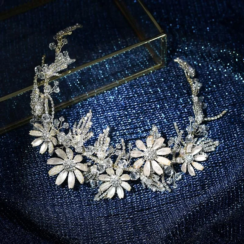 Fashion Hair Accessories Tiara Jewelry Flower Leaf Headband Bridal Hair Band for Wedding