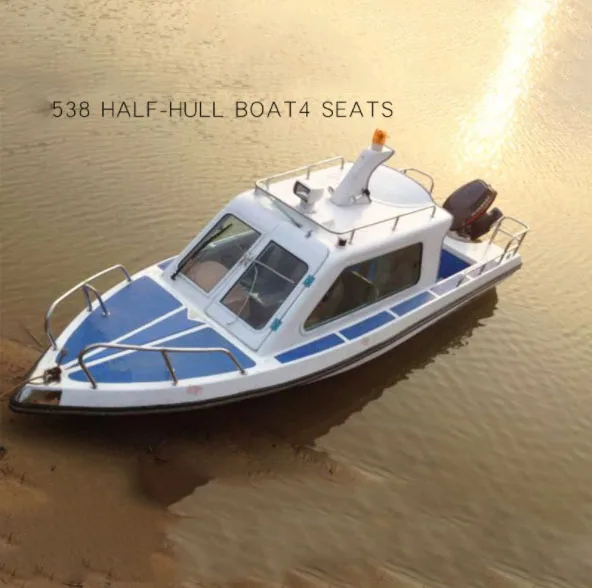 New product fiberglass high speed outboard Sport Yacht 4 person fishing speed boat 40-60HP engine with speed 50-55km/h