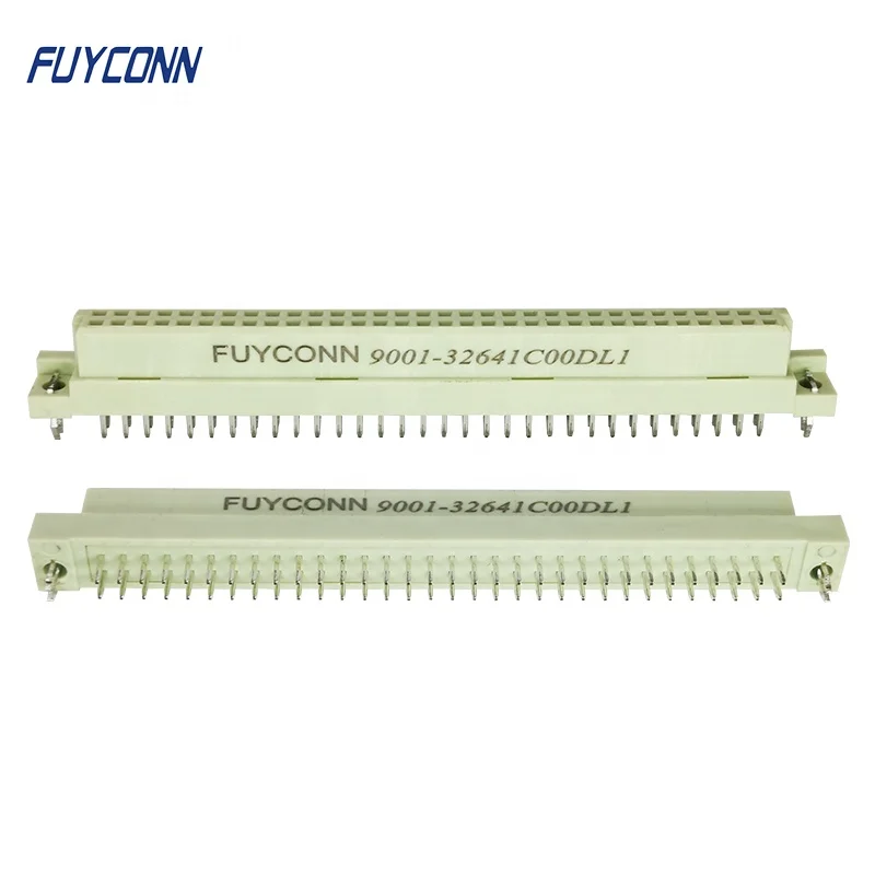 Straight pcb 2*32pin 64pin Female Euro 41612 connector, Vertical PCB 2 rows 64 pin DIN41612 Connector with Board Lock