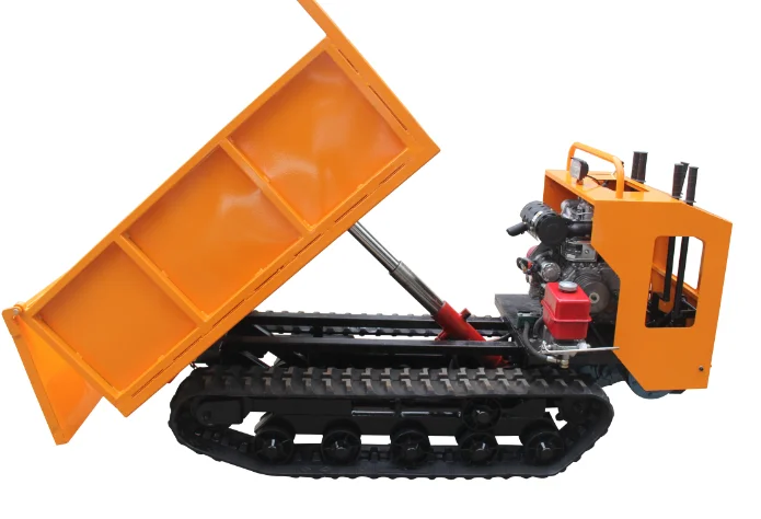 06-186 Mini Crawler Dumper Trucks Rubber Track 1 Ton Crawler Transporter Dumper Walking Cargo Truck