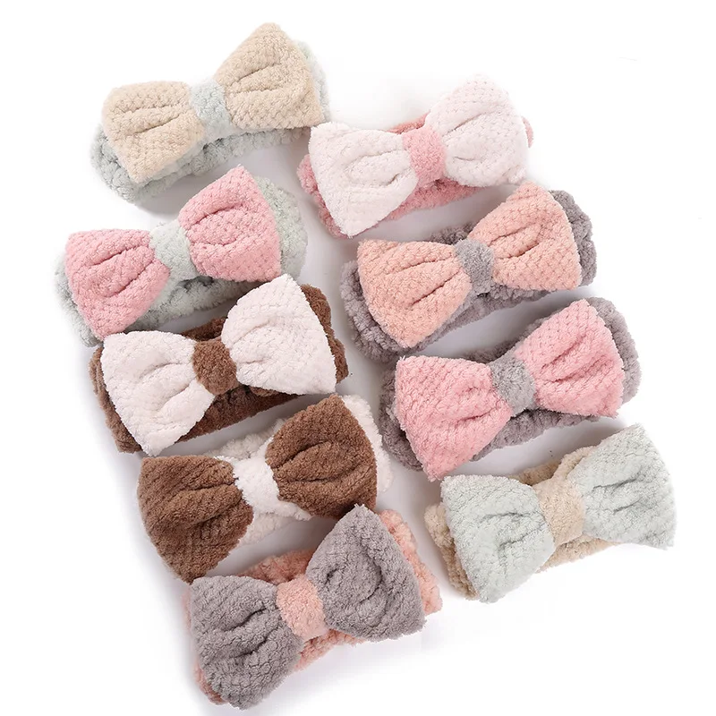 Wholesale Soft Big Bow Color Matching Wash Face Makeup Spa Headband Elastic Hair Band