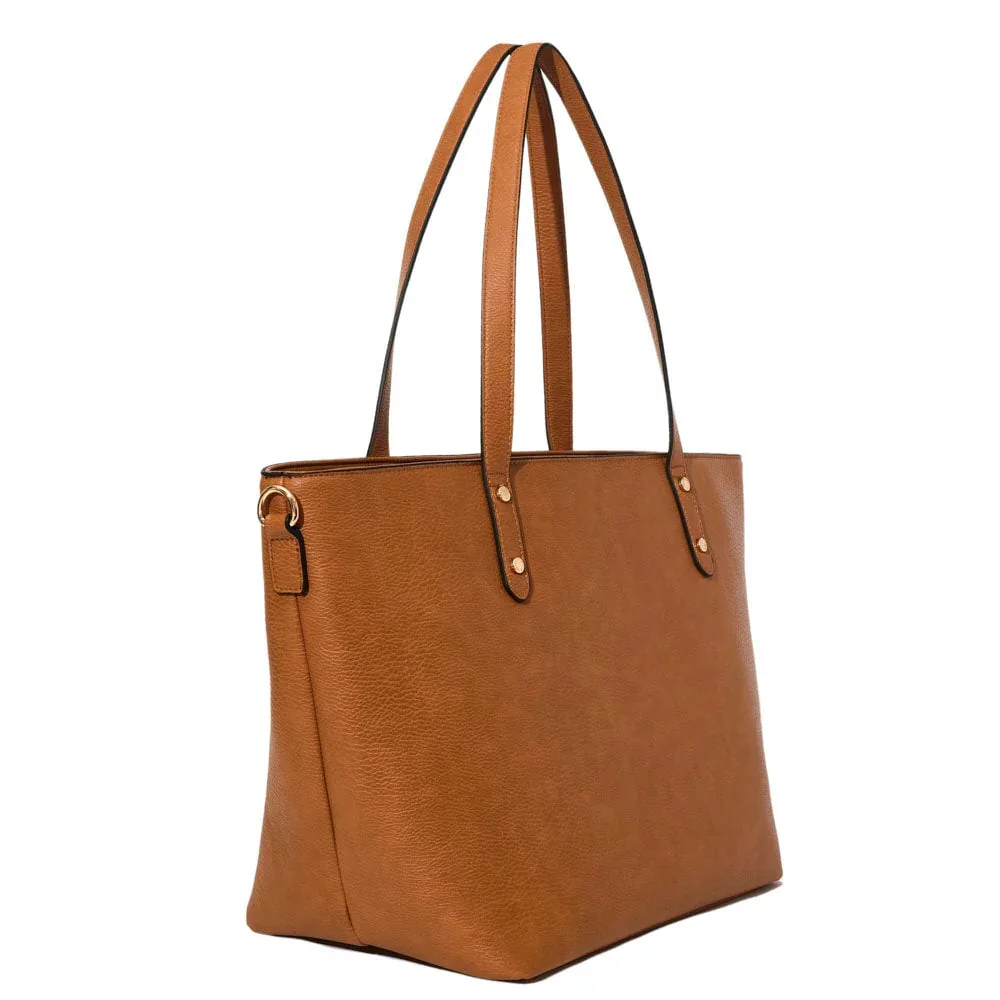 Stylishly Large Capacity Brown Leather Shoulder Bag with Removable Adjustable Shoulder Strap Travel Shopping Ladies Tote Bag