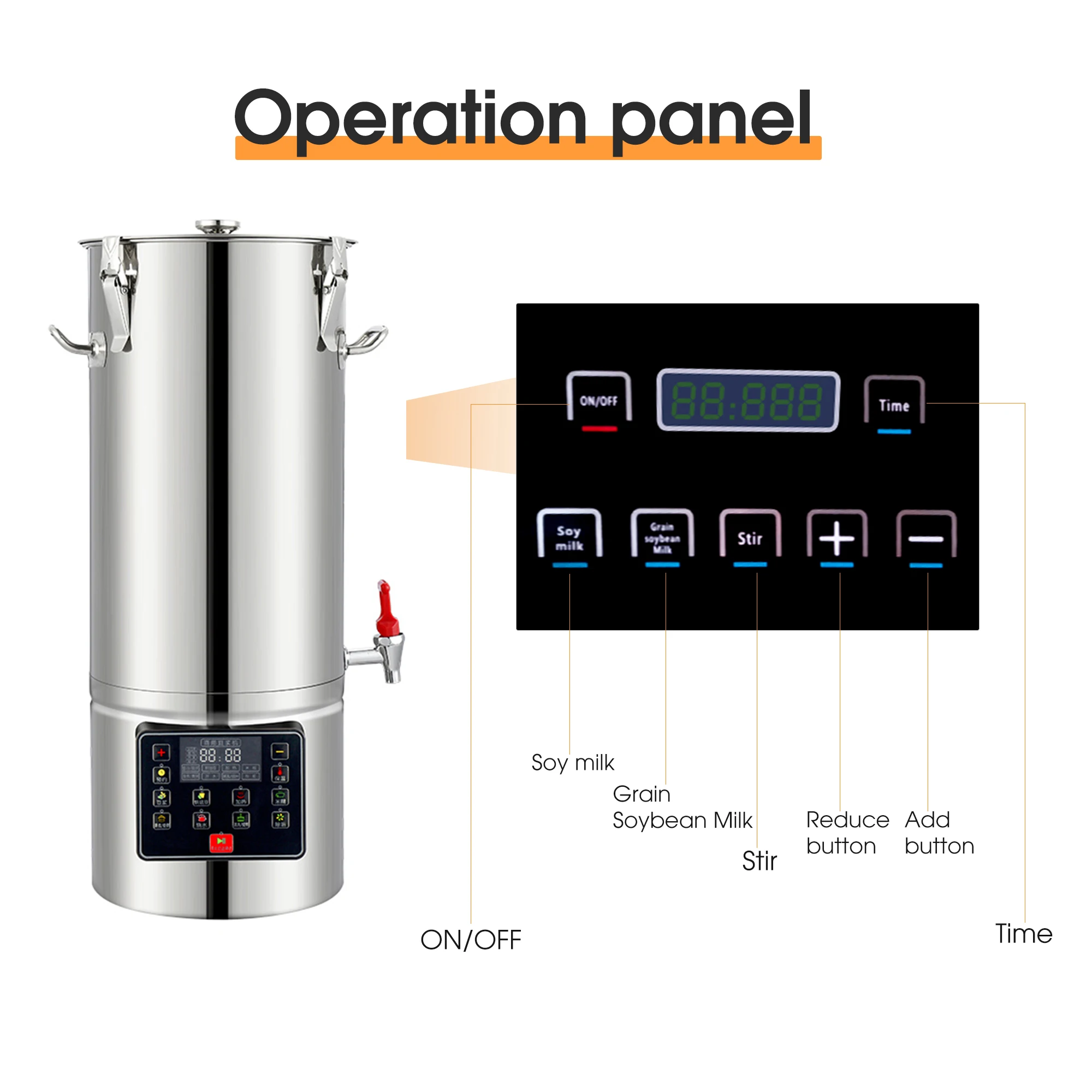 1600W Latest Version Commercial Soybean Milk Machine 18L Capacity Auto Soy Bean Maker  Soymilk Maker with Stirring and Heating F