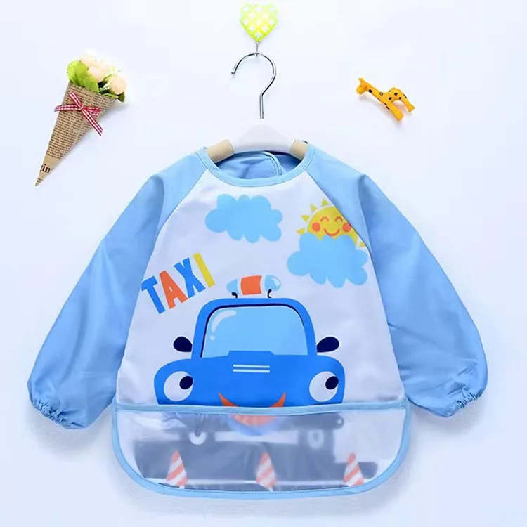 Bavoir Newborn Bib Cartoon Eva Long Sleeved Baby Bib Waterproof And Dirty Eating Bib