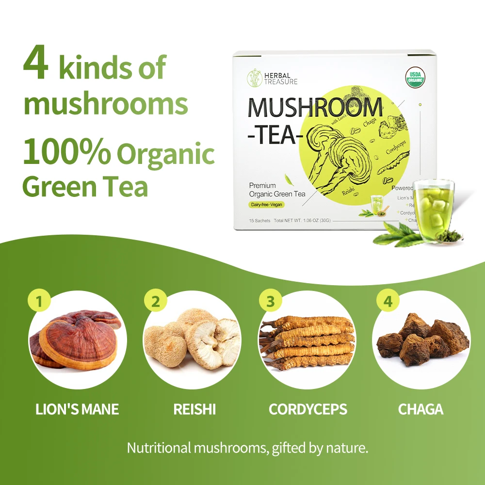 Customized Biodegradable Mushroom Extract Tea Bags For Healthcare