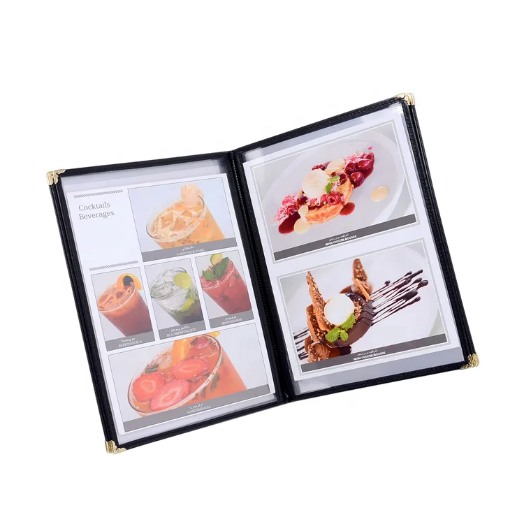 8.5*11 inch 6 Pages 12 Views Menu Holder Folder Leather OEM PET from Yimi
