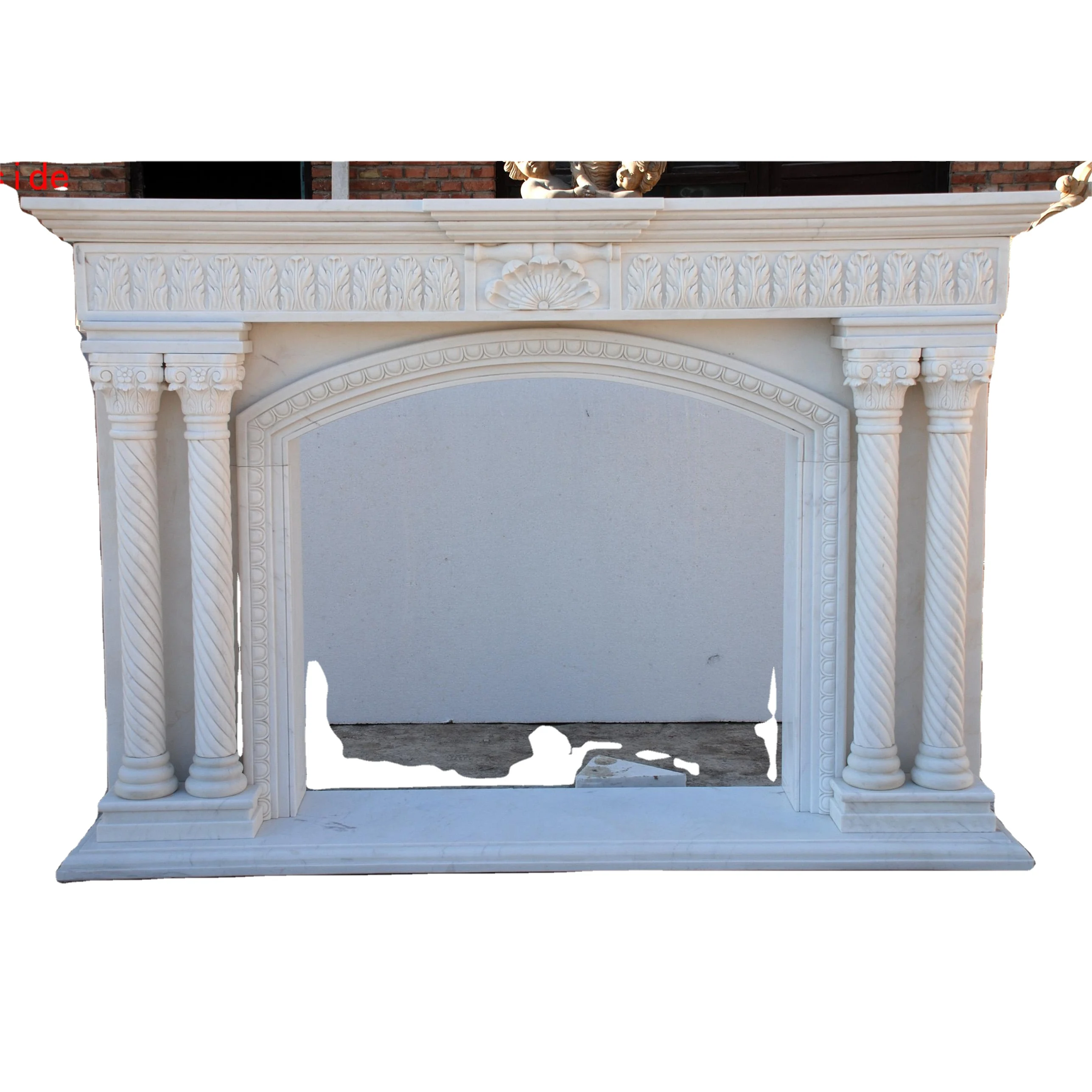 Pure White Simple Style Cylindrical Design Indoor Decoration Marble Fireplace