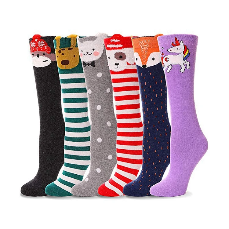 BY-N649 Kids Cheap Knee High Socks for Children School Kids Girls Casual Standard Knitted Girls Socks & Hosiery(old) Crew High