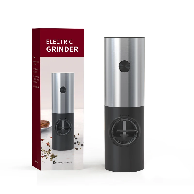 BST Electric stainless steel salt and pepper grinder, mini automatic salt pepper grinder